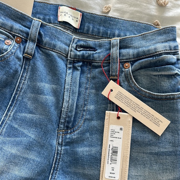 Alice + Olivia Timothee Wide Leg Jeans with Slit at Hem, Size 26 fits like 27 - Picture 3 of 5